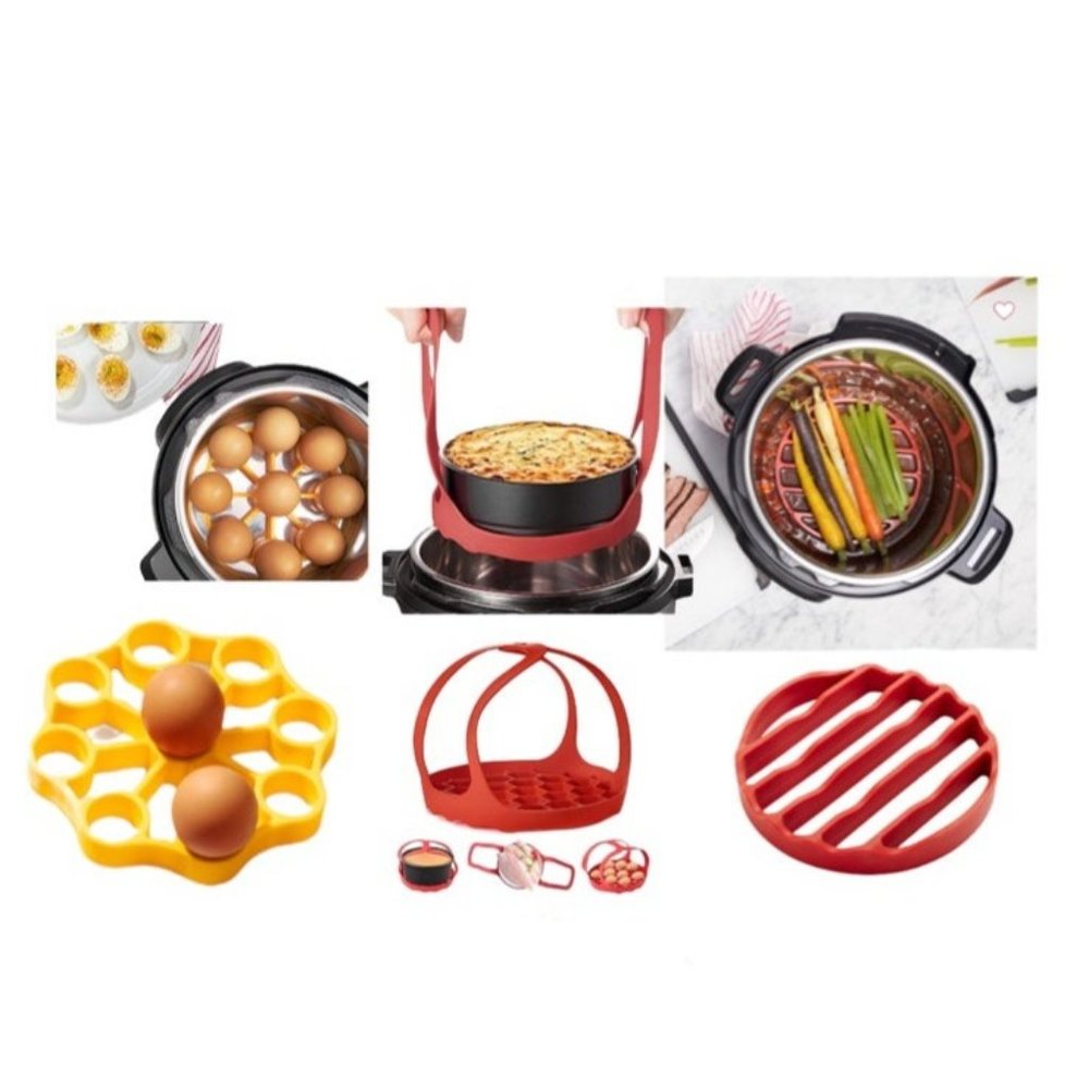 Pressure Cooker Sling Silicone Bakeware rack set red yellow